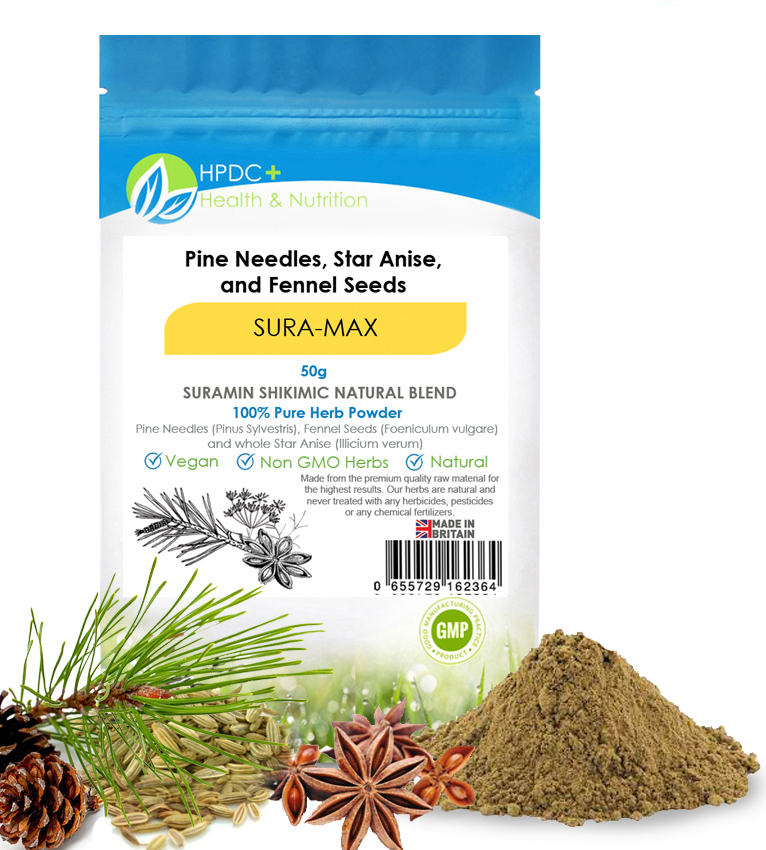 SURA-MAX-suramin-powder-Natural-Extract-Suramin Shikimic-Acid-Pinus-Sylvestris-tea-dry-fresh-sura-mega-pine-needle-50G